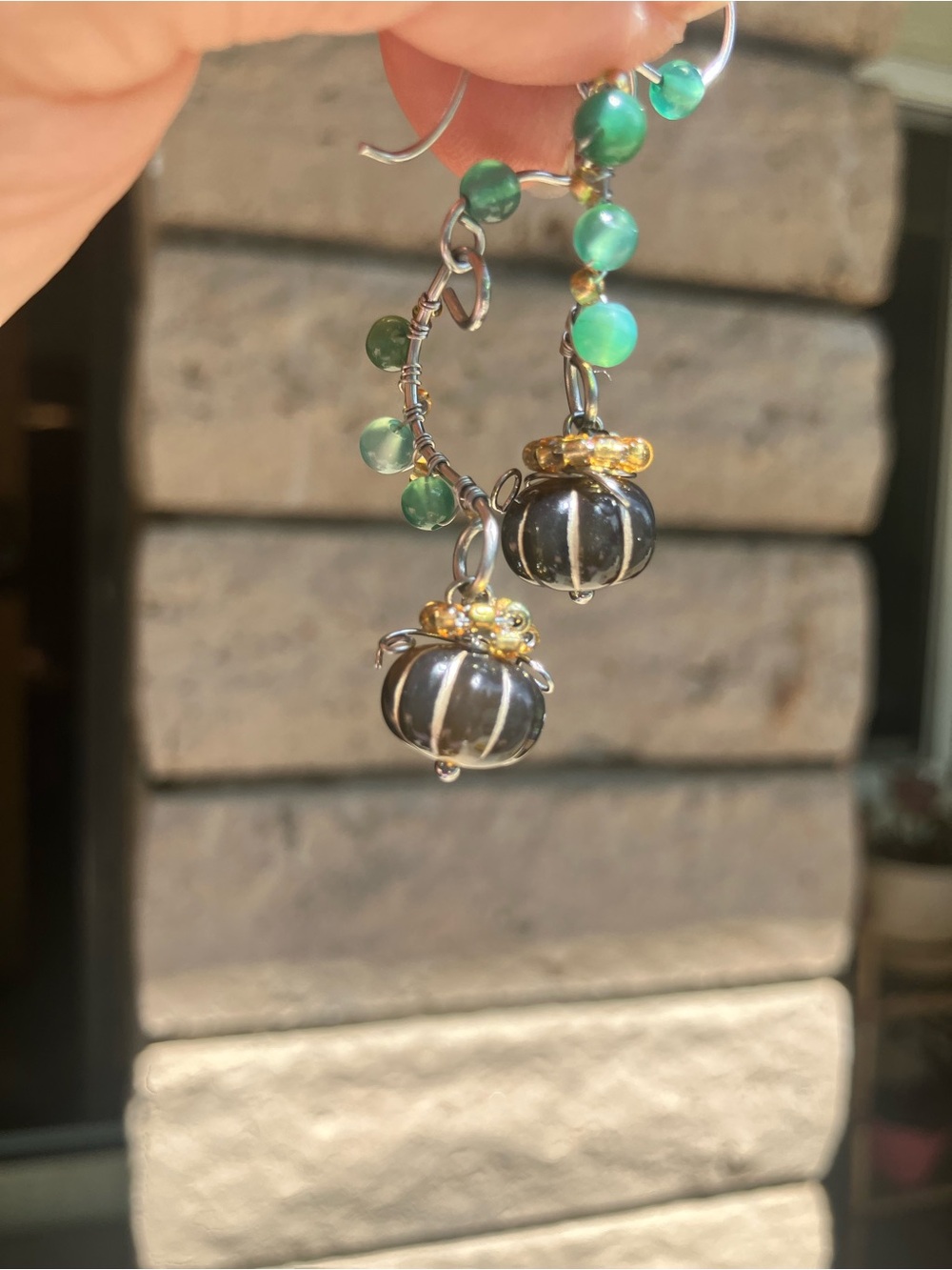 Cute Pumpkin Wire Wrapped Earrings